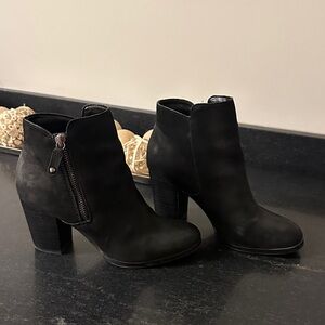 Aldo Black Ankle Distressed-Look Booties with Black Zipper Detail